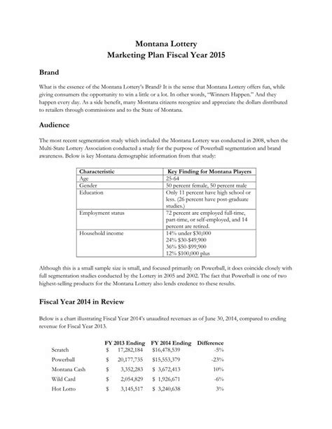 lottery marketing plan